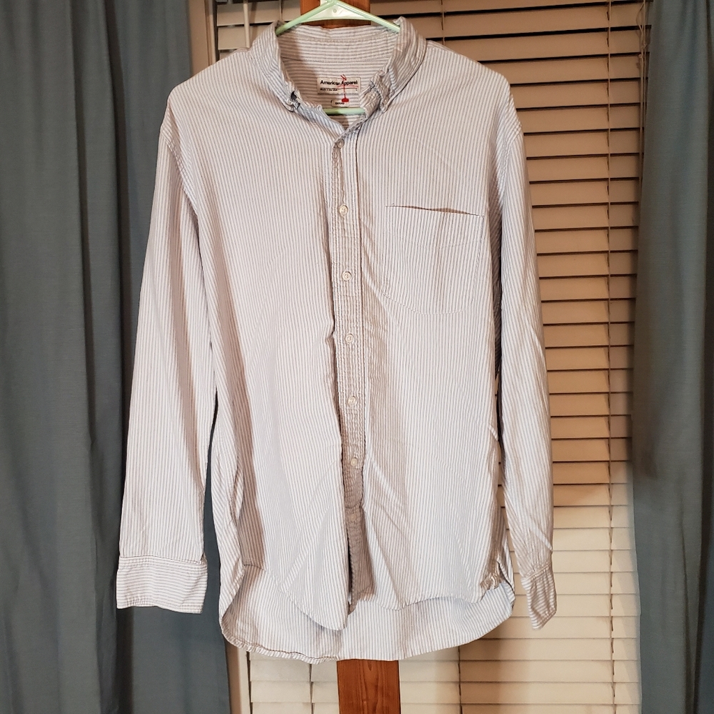 American Apparel Blue and White Striped Button Down Shirt